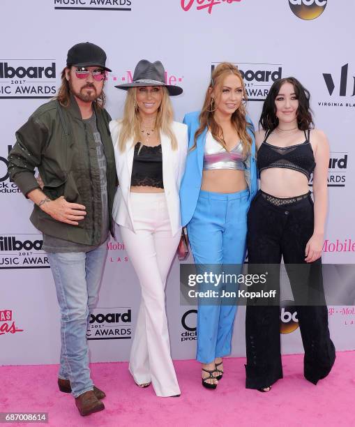 Tish Cyrus, Billy Ray Cyrus, Noah Cyrus and Brandi Cyrus arrive at the 2017 Billboard Music Awards at T-Mobile Arena on May 21, 2017 in Las Vegas,...