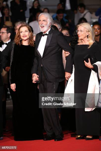 Isabelle Huppert and director Michael Haneke and his wife Susi Haneke attend the "Happy End" screening during the 70th annual Cannes Film Festival at...