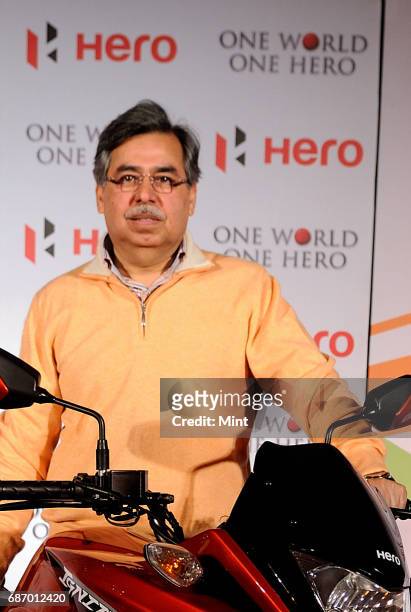 Pawan Munjal, CEO & MD, Hero MotoCorp Ltd, at the launch of hero bikes at Oberoi in New Delhi.