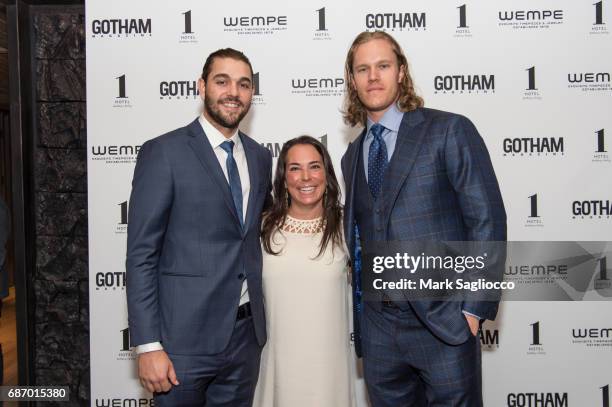 New York Mets Player Robert Gsellman, Editor-in-Chief Samantha Yanks and New York Mets Pitcher Noah Syndergaard attend Gotham Magazine's Celebration...