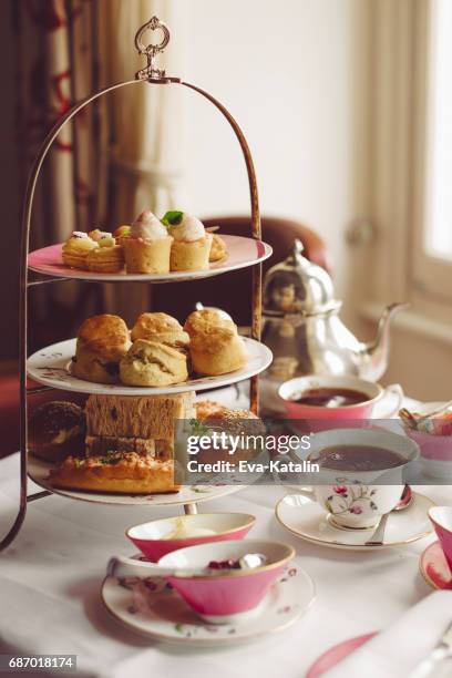 afternoon tea for two - teatime stock pictures, royalty-free photos & images