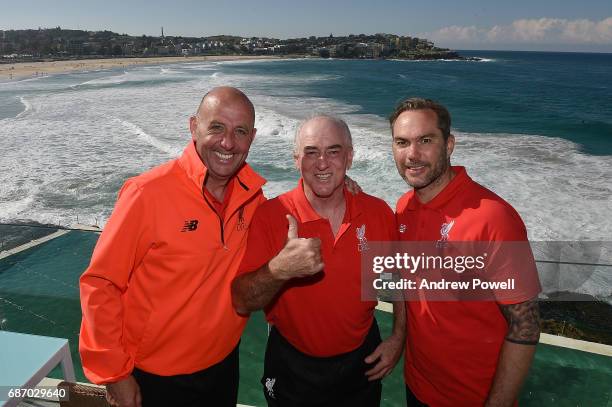 Jason McAteer, Gary McAllister and Craig Johnston legends of Liverpool during a visit to Bondi Beach on May 23, 2017 in Sydney, Australia.