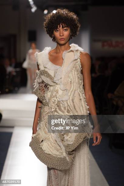 Model walks the runway during the 69th Annual Parsons Benefit at Pier 60 on May 22, 2017 in New York City.