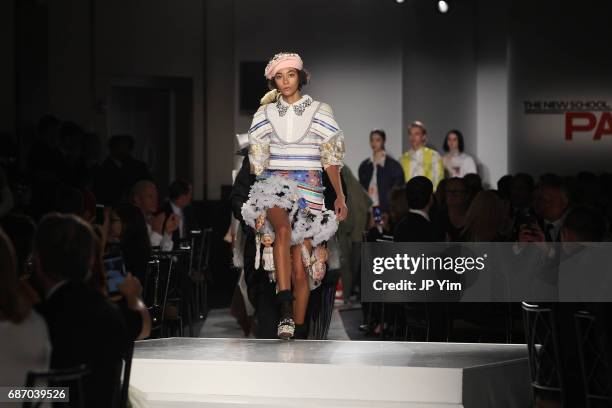 Models walk the runway during the 69th Annual Parsons Benefit at Pier 60 on May 22, 2017 in New York City.