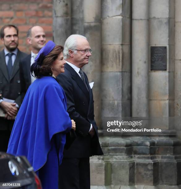 Pope Francis meeting the King Carl XVI Gustaf of Sweden and the Queen Silvia in the King's House. Lund, Sweden. 31th October 2016