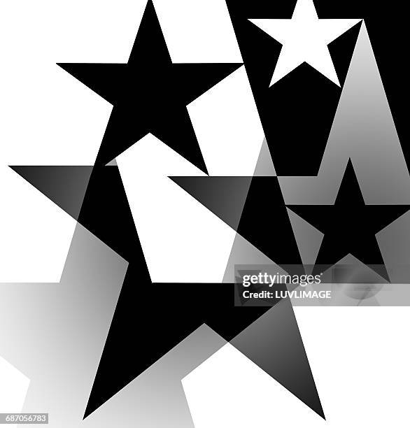 black and white star composition - plain studio background stock illustrations