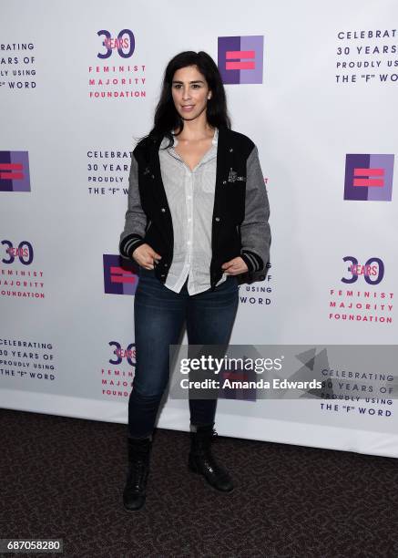 Actress and comedian Sarah Silverman arrives at the Feminist Majority Foundation 30th Anniversary Celebration at the Directors Guild Of America on...
