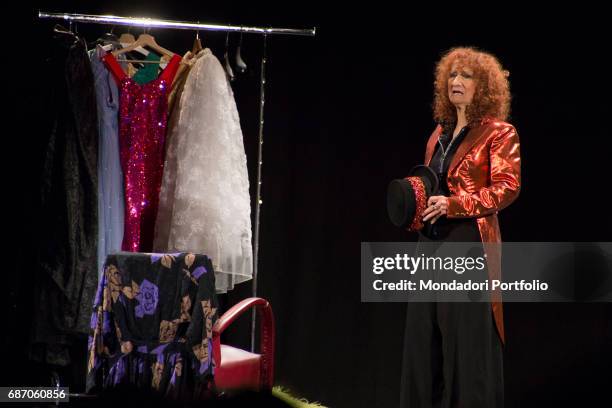 Actress Anna Mazzamauro acting in her monologue Nuda e cruda at the Teatro Delfino. Milan, Italy. 3rd December 2016