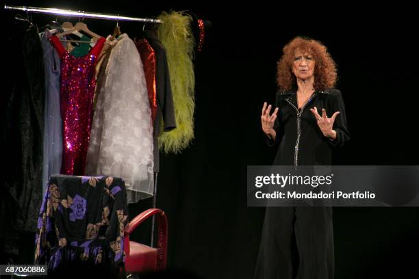 Actress Anna Mazzamauro acting in her monologue Nuda e cruda at the Teatro Delfino. Milan, Italy. 3rd December 2016