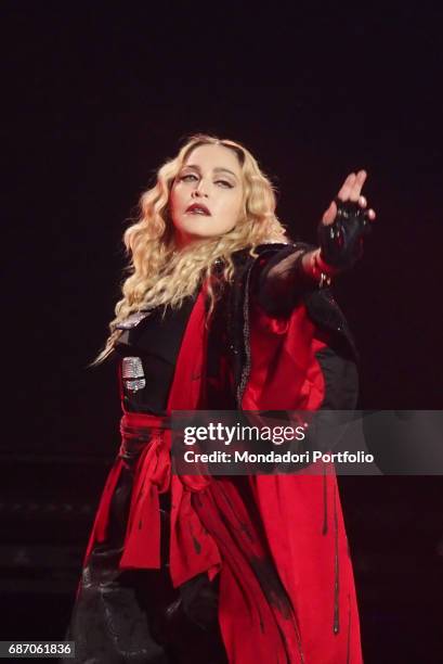 The singer and actress Madonna in concert at the Pala Alpitour in Turin for one date of her Rebel Heart World Tour. Turin, Italy. November 2015