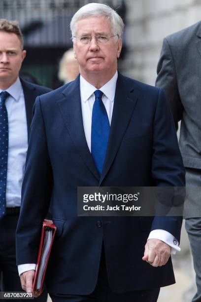 British Defence Secretary Michael Fallon arrives for COBRA meeting at the Cabinet Office on Whitehall on May 23, 2017 in London, England. Prime...
