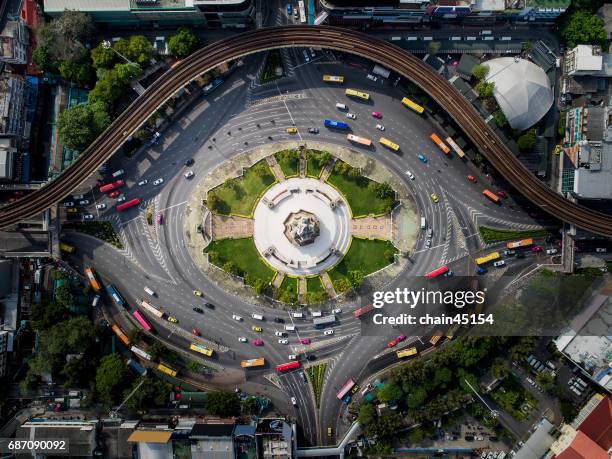 bangkok city in thailand from top view at victory monument - top priority stock pictures, royalty-free photos & images