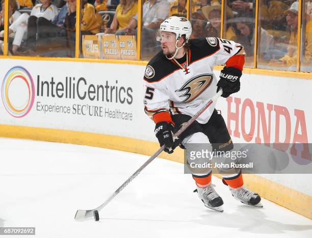 Sami Vatanen of the Anaheim Ducks skates against the Nashville Predators in Game Four of the Western Conference Final during the 2017 NHL Stanley Cup...
