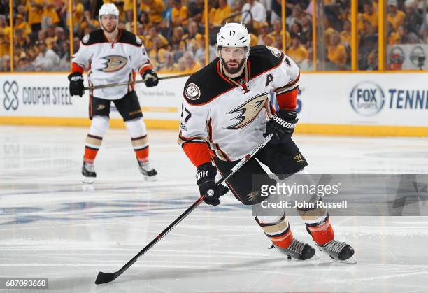 Ryan Kesler of the Anaheim Ducks skates against the Nashville Predators in Game Four of the Western Conference Final during the 2017 NHL Stanley Cup...