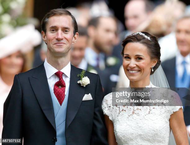 James Matthews and Pippa Middleton leave St Mark's Church after their wedding on May 20, 2017 in Englefield Green, England.