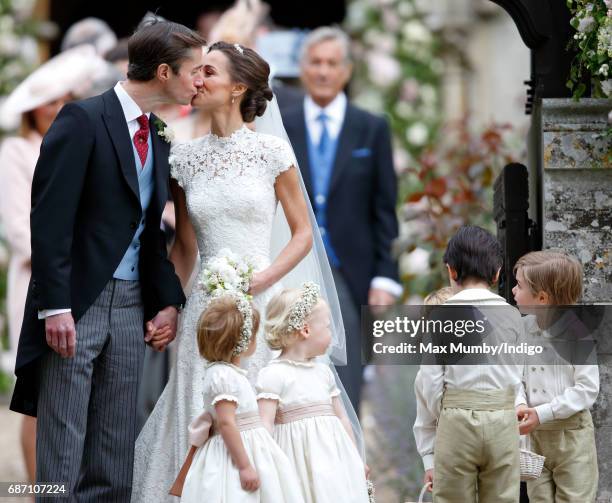 James Matthews and Pippa Middleton leave St Mark's Church after their wedding on May 20, 2017 in Englefield Green, England.