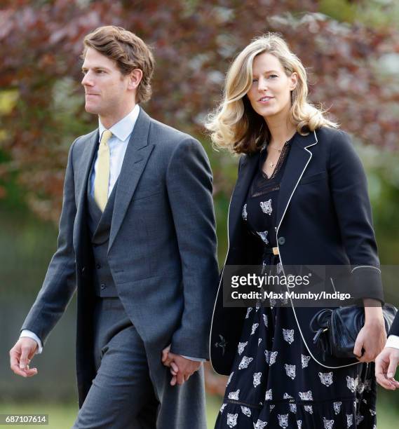Nicholas Wilkinson and Olivia Hunt attend the wedding of Pippa Middleton and James Matthews at St Mark's Church on May 20, 2017 in Englefield Green,...