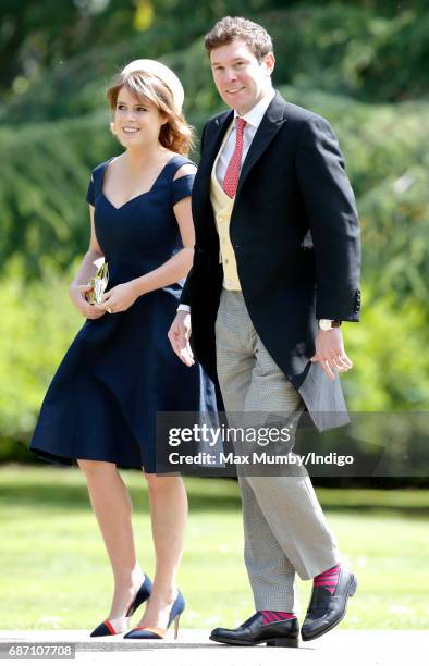 Princess Eugenie and Jack Brooksbank attend the wedding of Pippa Middleton and James Matthews at St Mark's Church on May 20, 2017 in Englefield...