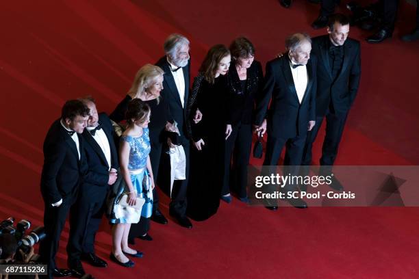 Actors Franz Rogowski, Toby Jones, Fantine Harduin, director Michael Haneke and his wife Susi Haneke, actors Isabelle Huppert, Jean-Louis Trintignant...