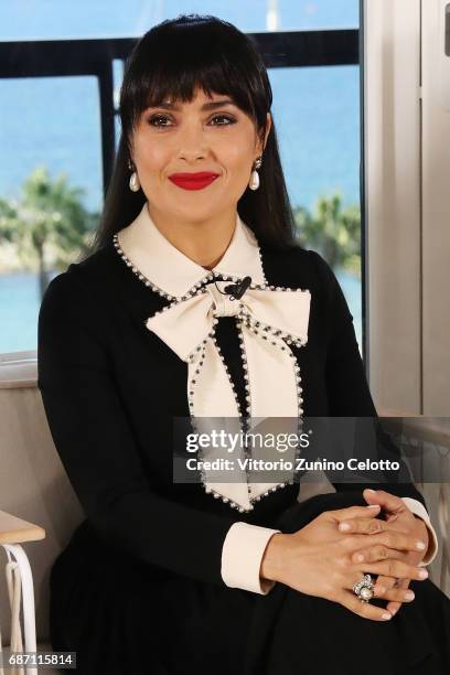 Salma Hayek Pinault attends Kering Talks Women In Motion At The 70th Cannes Film Festival at Hotel Majestic on May 23, 2017 in Cannes, France.