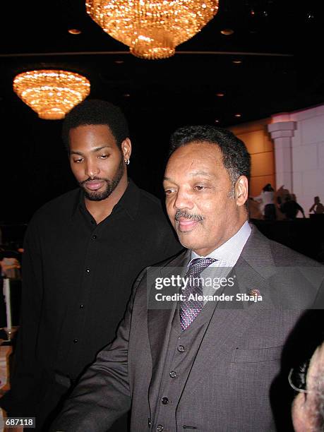 Lakers basketball player Robert Horry and Reverend Jesse L. Jackson attend the Rainbow/PUSH Coalitions Fourth Annual Awards Dinner at the Beverly...