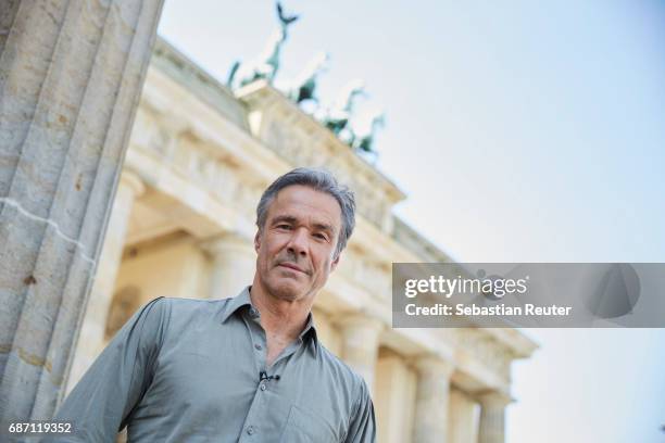 Actor Hannes Jaenicke is seen on set during the shooting of the new documentary series 'Guardians of Heritage - Hueter der Geschichte' by German TV...