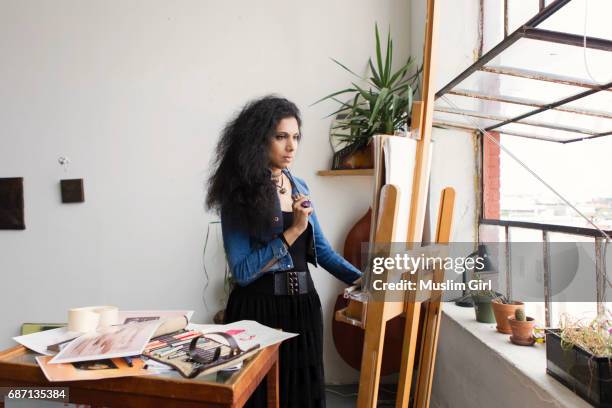 #MuslimGirl Artist Sketching In Beautiful Studio Loft