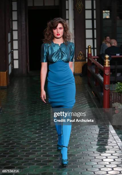 Model walks the runway in Wolk Morais Collection 5 Fashion Show at Yamashiro Hollywood on May 22, 2017 in Los Angeles, California.