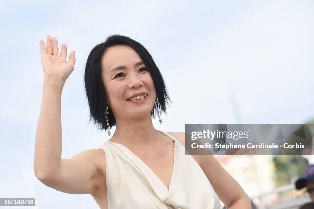 Director Naomi Kawase attends the "Hikari " photocall during the 70th annual Cannes Film Festival at Palais des Festivals on May 23, 2017 in Cannes,...