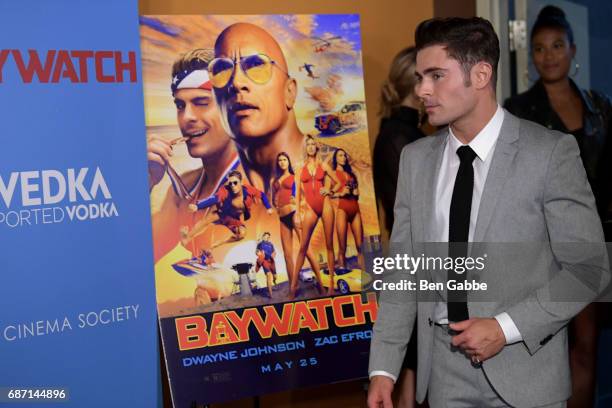 Actor Zac Efron attends The Cinema Society Screening of "Baywatch" at Landmark Sunshine Cinema on May 22, 2017 in New York City.