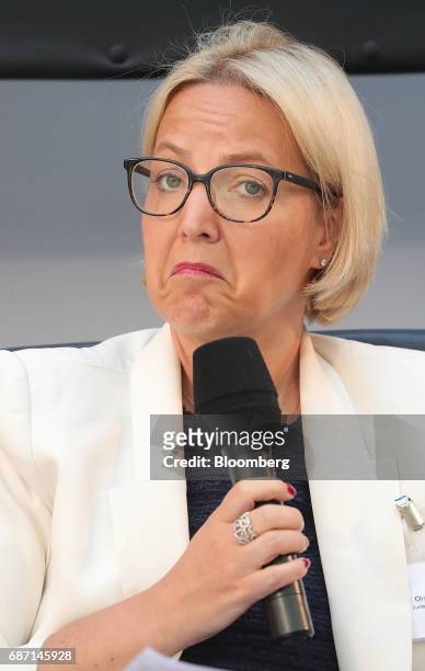 Christine Graeff, director general for communications at the European Central Bank , reacts during a panel discussion at the German Institute for...