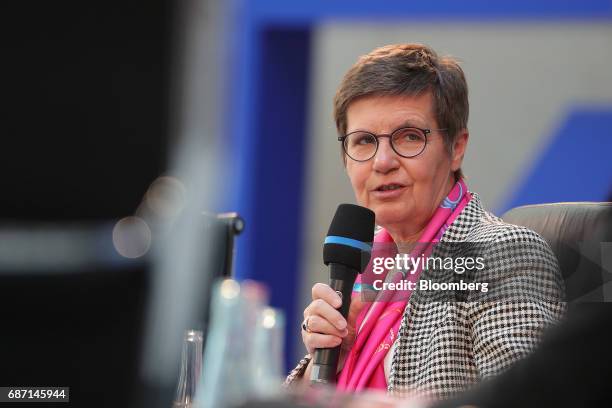 Elke Koenig, head of the European Union's Single Resolution Board, speaks during a panel discussion at the German Institute for Economic Research in...