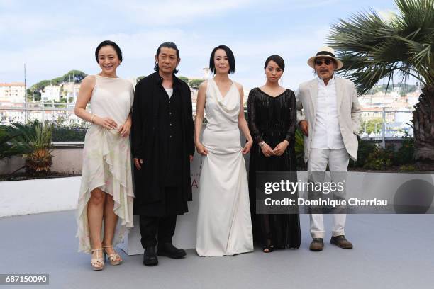 Actress Misuzu Kanno, actors Nagase Masatoshi, director Naomi Kawase, Ayame Misaki and Tatsuya Fuji attend the "Hikari " photocall during the 70th...