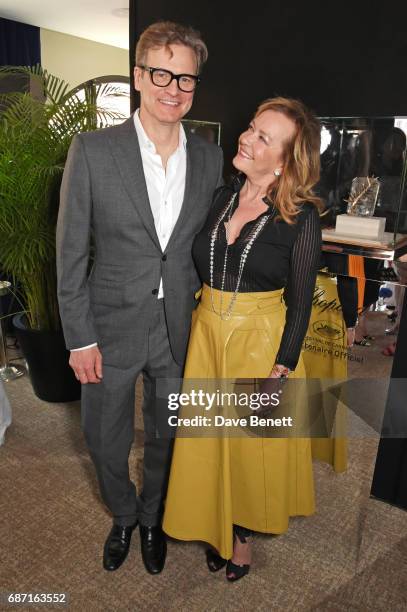 Colin Firth and Caroline Scheufele, Artistic Director and Co-President of Chopard, attend a private lunch hosted by Colin & Livia Firth and Caroline...