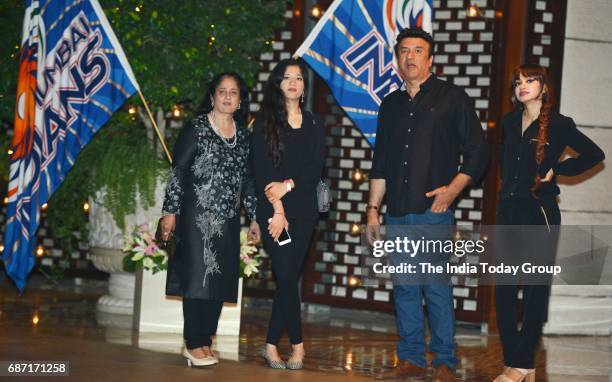 Anu Malik, Anju Malik, Anmol Malik and Ada Malik during the party organised to celebrate Mumbai Indians victory in the Indian Premier League 2017 in...