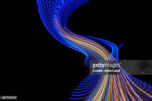 future technology light trails - glowing lines stock pictures, royalty-free photos & images