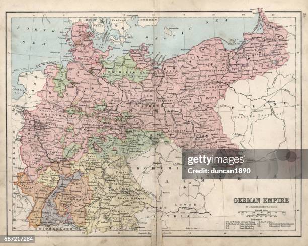 antique damaged map of german empire 19th century - empire stock illustrations