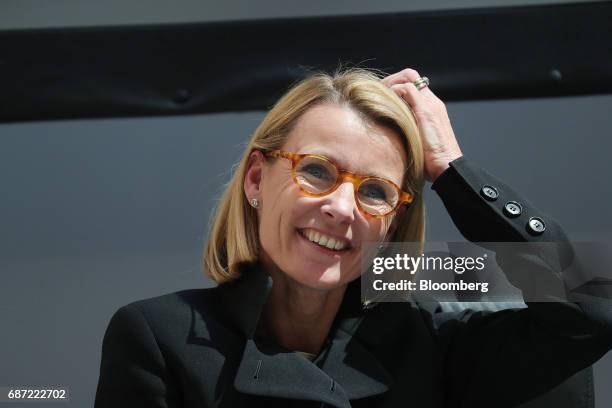 Dorothee Blessing, vice chairman of investment banking in EMEA at JPMorgan Chase & Co., reacts during the German Institute for Economic Research in...