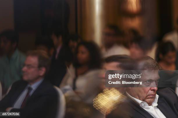 Guenter Butschek, chief executive officer of Tata Motors Ltd., looks on during a news conference in Mumbai, India, on Tuesday, May 23, 2017....