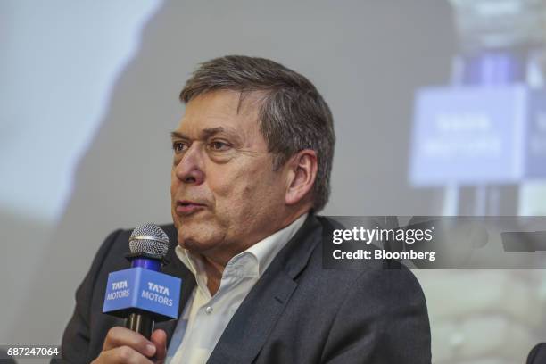 Guenter Butschek, chief executive officer of Tata Motors Ltd., speaks during a news conference in Mumbai, India, on Tuesday, May 23, 2017. Deliveries...