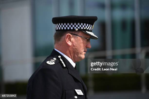 Chief Constable of Greater Manchester Police Ian Hopkins waits to meet Britain's Prime Minister Theresa May at the Greater Manchester Police station...