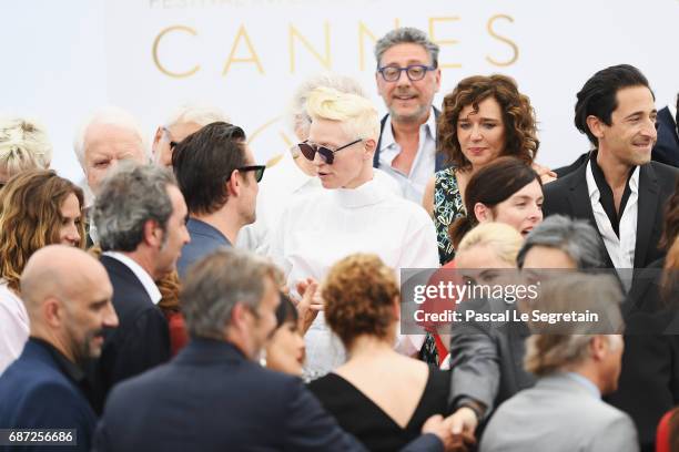 Colin Farrell, Tilda Swinton, Valeria Golino and Adrien Brody attends the 70th Anniversary Photocall during the 70th annual Cannes Film Festival at...