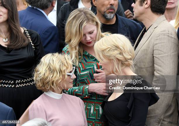 Diane Kruger, Kirsten Dunst and Nicole Kidman attend the 70th Anniversary photocall during the 70th annual Cannes Film Festival at Palais des...