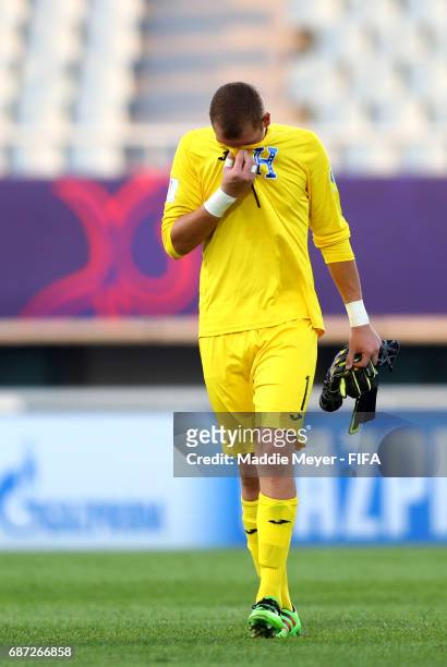 Javier Delgado of Honduras reacts after their 3-0 loss to France during the FIFA U-20 World Cup Korea Republic 2017 group E match at Cheonan Baekseok...