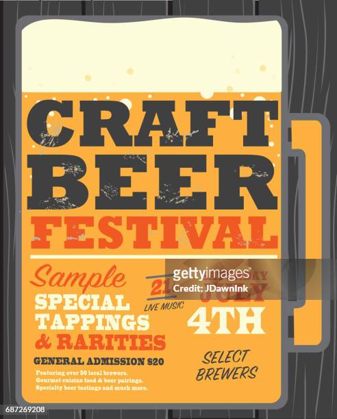craft beer festival poster design template - stein stock illustrations