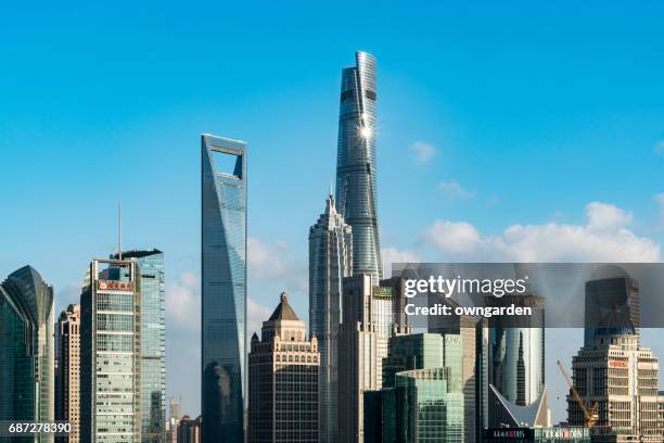 shanghai skyline - world financial centre stock pictures, royalty-free photos & images