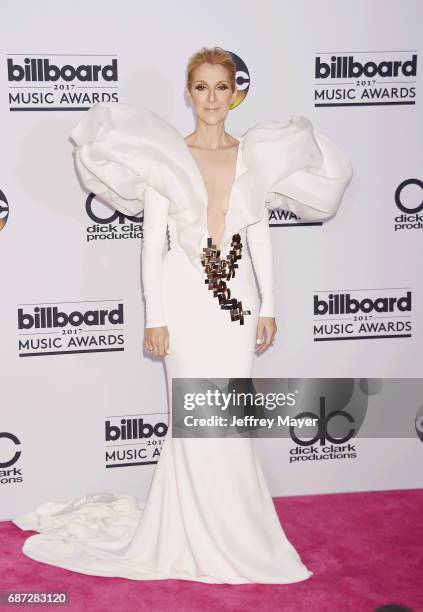 Singer Celine Dion poses in the press room at the 2017 Billboard Music Awards at T-Mobile Arena on May 21, 2017 in Las Vegas, Nevada.