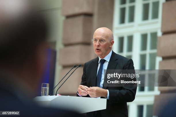 Philip Hampton, chairman of GlaxoSmithKline Plc, speaks during the German Institute for Economic Research in Berlin women's finance summit in Berlin,...