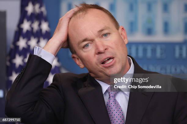 Office of Management and Budget Director Mick Mulvaney holds a news conference to discuss the Trump Administration's proposed FY2017 federal budget...