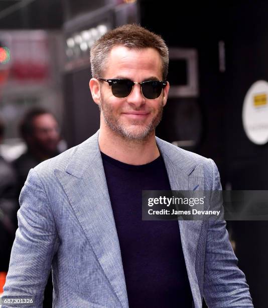 Chris Pine arrives to ABC's "Good Morning America" in Times Square on May 23, 2017 in New York City.